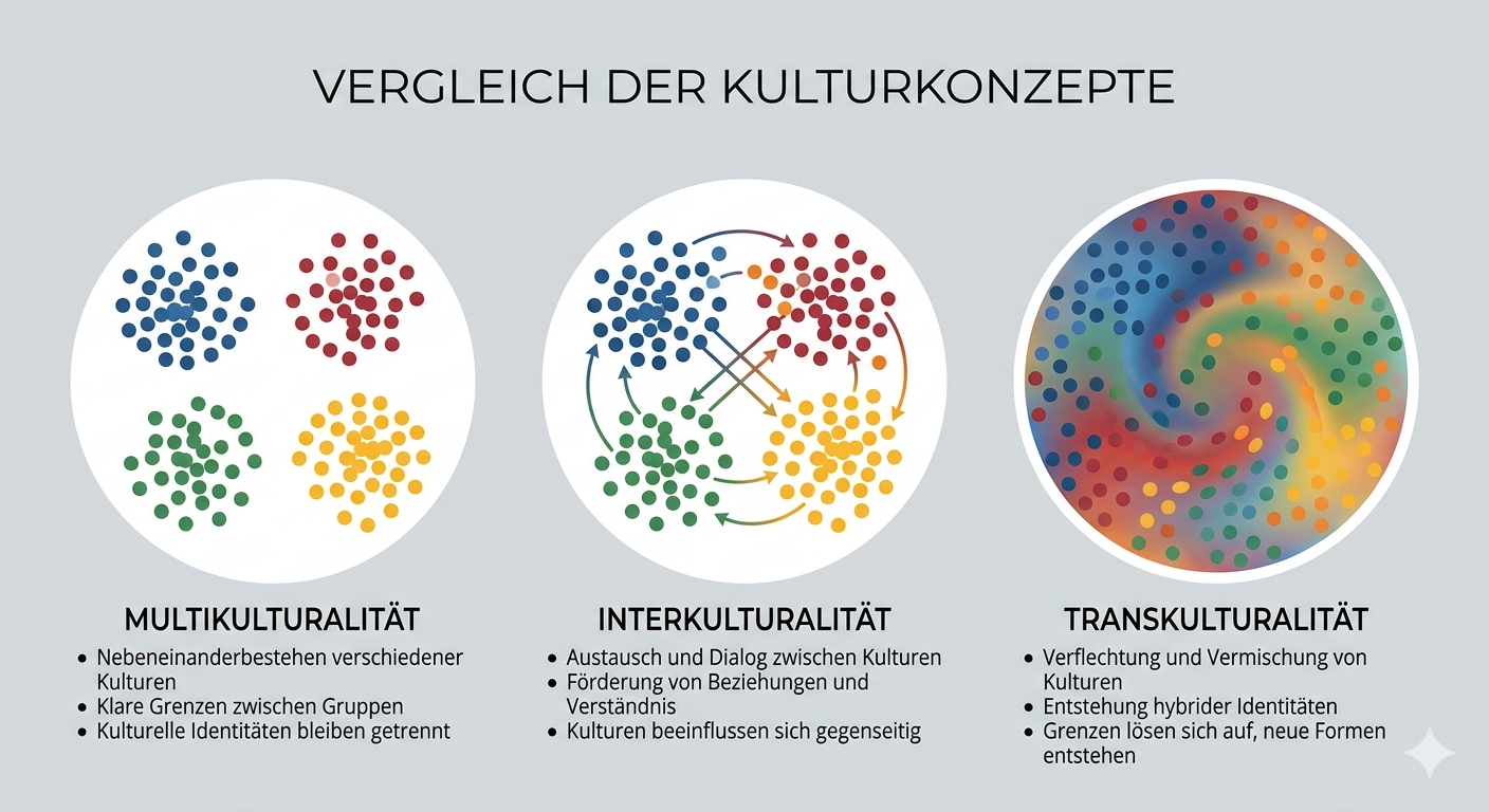 Multikulturalität, Interkulturalität und Transkulturalität
